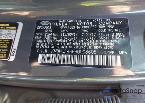 2024 Hyundai Kona Electric Sel from USA, damaged, VIN KM8HC3A66RU008605